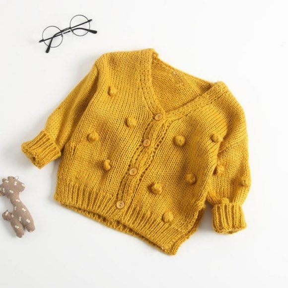 Infant Pom-Pom Cardigan Mustard - Picture 7 of 7